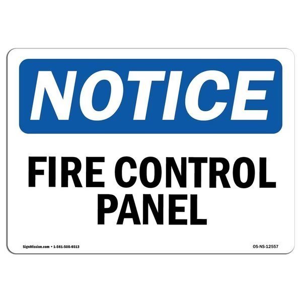 OSHA Notice Sign, Fire Control Panel, 5in X 3.5in Decal, 3.5